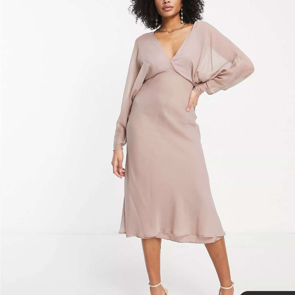 Mauve dusty rose midi dress